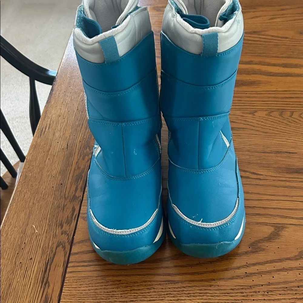Blue and White Winter Boots